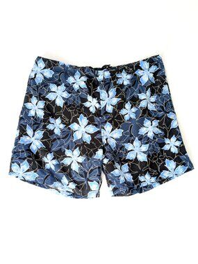 Blue Hawaiian Swim Trunks - Men's XL - Blue Consensus Floral Swimsuit Shorts